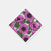 ピンクのアネモネ園 スタンダードカクテルナプキン (角)