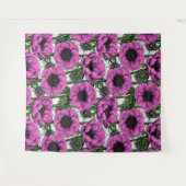 ピンクのアネモネ園 タペストリー (正面(横))