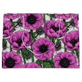 ピンクのアネモネ園 ラージペーパーバッグ (正面)