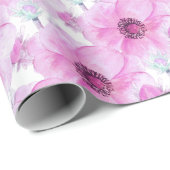 ピンクのアネモネ植物色のアートラップ ラッピングペーパー (ロールコーナー)