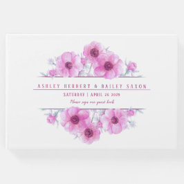 ピンクのアネモネ結婚の水彩絵本 ゲストブック