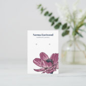 ピンクのアネモネ花花イヤリングディスプレイカード 名刺 (スタンド正面)