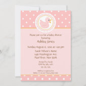 ピンクのアヒルのベビーシャワー 招待状 (正面)