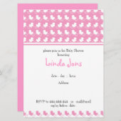 ピンクのアヒルの列のベビーシャワーの招待 招待状 (正面/裏面)