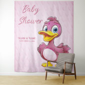 ピンクのアヒルの背景 タペストリー (インサイチュ)