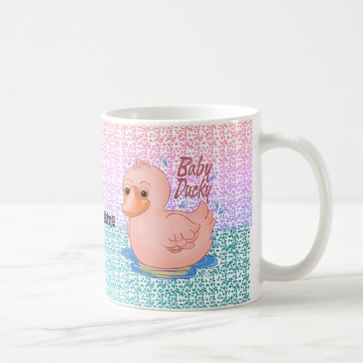ピンクのアヒルの赤ちゃん女の子 コーヒーマグカップ (右)