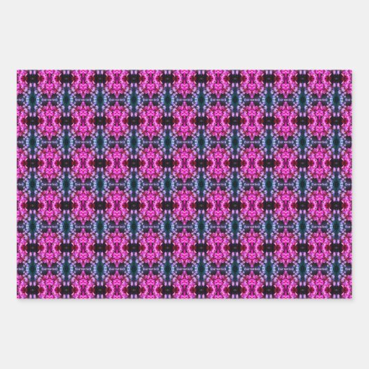 ピンクのアフリカデイジーの花に着色パーソナライズされた ラッピングペーパーシート (正面3)