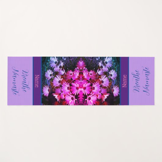 ピンクのアフリカデイジーの花の抽象芸術 ヨガマット (正面(横))