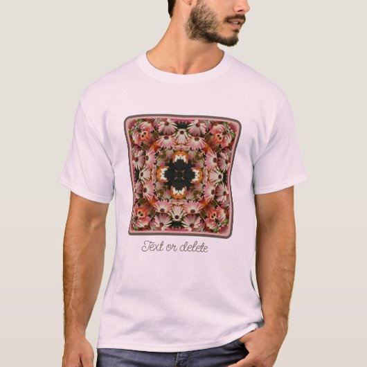 ピンクのアフリカデイジーの花の抽象芸術 Tシャツ (正面)