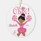ピンクのアフリカ系アメリカ人のチアリーダーのオーナメント セラミックオーナメント (左)