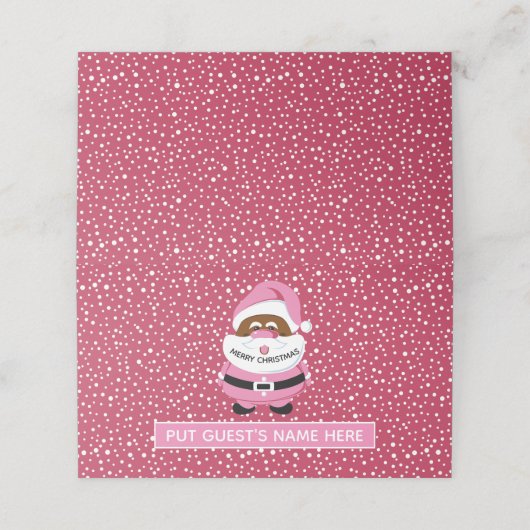 ピンクのアフリカ系アメリカ人サンタクロースのクリスマスエスコート プレイスカード (外部開封)