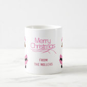 ピンクのアフリカ系アメリカ人サンタクロースのメリークリスマス コーヒーマグカップ (中央)