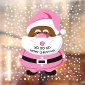 ピンクのアフリカ系アメリカ人サンタクロース、雪のクリスマス ウィンドウサイン (シート2)