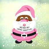 ピンクのアフリカ系アメリカ人サンタクロース、雪のクリスマス ウィンドウサイン (シート3)