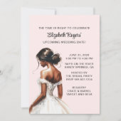 ピンクのアフリカ系アメリカ人ブライダルシャワーへの招待 招待状 (正面)