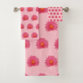 ピンクのアプテニアフラワーシームレスパターン バスタオルセット (インサイチュ)