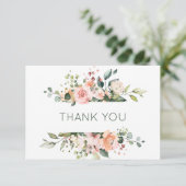 ピンクのアプリコットバラ&緑ありがとう サンキューカード (スタンド正面)