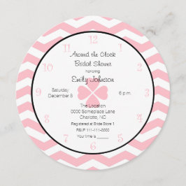 ピンクのアラウンドザクロック ブライダルシャワー招待状 招待状