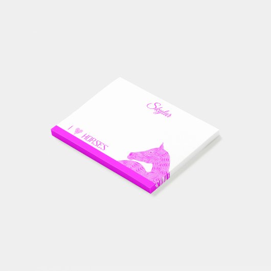 ピンクのアラビアの馬頭部のかわいくガーリーなパーソナライズの ポストイット (アングル)