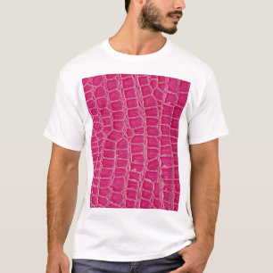 ピンクのアリゲータパターン（の模様が）あるテクスチャ Tシャツ