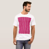 ピンクのアリゲータパターン（の模様が）あるテクスチャ Tシャツ (正面フル)