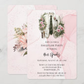 ピンクのアルコールインク グルーム スーツ バチェラーパーティー 招待状 (正面/裏面)