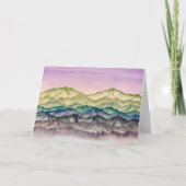 ピンクのアルパイングローウォーター色の山の風景 カード (正面)