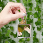 ピンクのアンスリウムフラワーズカウアイハワイ キーホルダー (手)