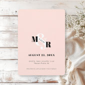 ピンクのアンパサンドブラック＆ホワイトフォトアーチウェディング セーブザデート