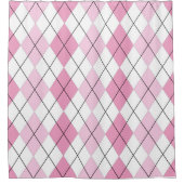 ピンクのアーガイルシャワーカーテン シャワーカーテン (正面)