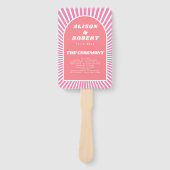 ピンクのアーチとサンレイのグルーヴな結婚式プログラム ハンドファン (正面)