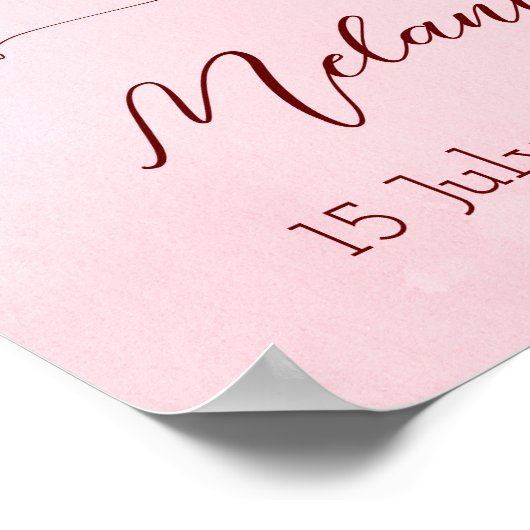 ピンクのアーチとバラメーンディパーソナライズされたウェルカム ポスター (角)