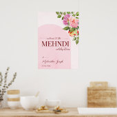 ピンクのアーチとバラメーンディパーソナライズされたウェルカム ポスター (キッチン)