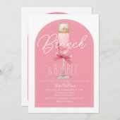 ピンクのアーチを飾ったシャンパンブランチ & バブル ブライズシャワー 招待状 (正面/裏面)
