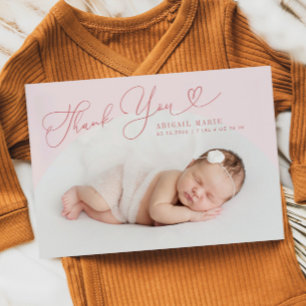 ピンクのアーチ感謝していフレームYoy誕生発表 案内状