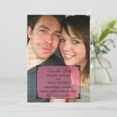 ピンクのアートデコフレームのSave the Date招待状 招待状 (スタンド正面)