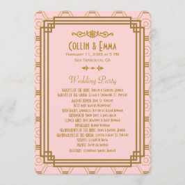 ピンクのアールデコ結婚式 プログラム