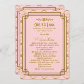 ピンクのアールデコ結婚式 プログラム (正面/裏面)