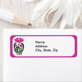 ピンクのアールヌーボー花 ラベル (インサイチュ)