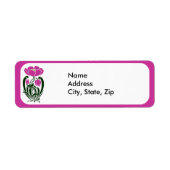 ピンクのアールヌーボー花 ラベル (正面)