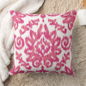 ピンクのイカットのBohoのお洒落な民族のガーリーな白い及びピンク クッション (ブランケット)