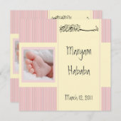 ピンクのイスラム教のベビーのAqiqaのイスラム教の誕生の招待カード 招待状 (正面/裏面)