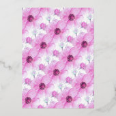 ピンクのイソギンチャクの花の水彩画を用いたエンゲージメントのご案内 箔招待状 (裏面)