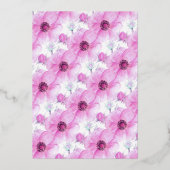 ピンクのイソギンチャクの花の水彩画エンゲージメントカード 箔招待状 (裏面)