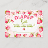 ピンクのイチゴおむつラッフルかわいい赤ちゃんシャワー エンクロージャーカード (正面)