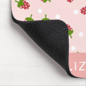 ピンクのイチゴかわいいガーリーかわいいエステティックパステル マウスパッド (コーナー)