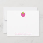 ピンクのイチゴのフルーツのパーソナライズされた文房具 ノートカード (正面)