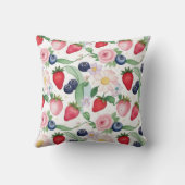 ピンクのイチゴの花の誕生日パーティー クッション (裏面)