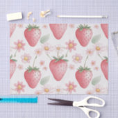 ピンクのイチゴの花の誕生日パーティー 薄葉紙 (クラフト)