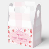 ピンクのイチゴの誕生日パーティー フェイバーボックス (オープン)